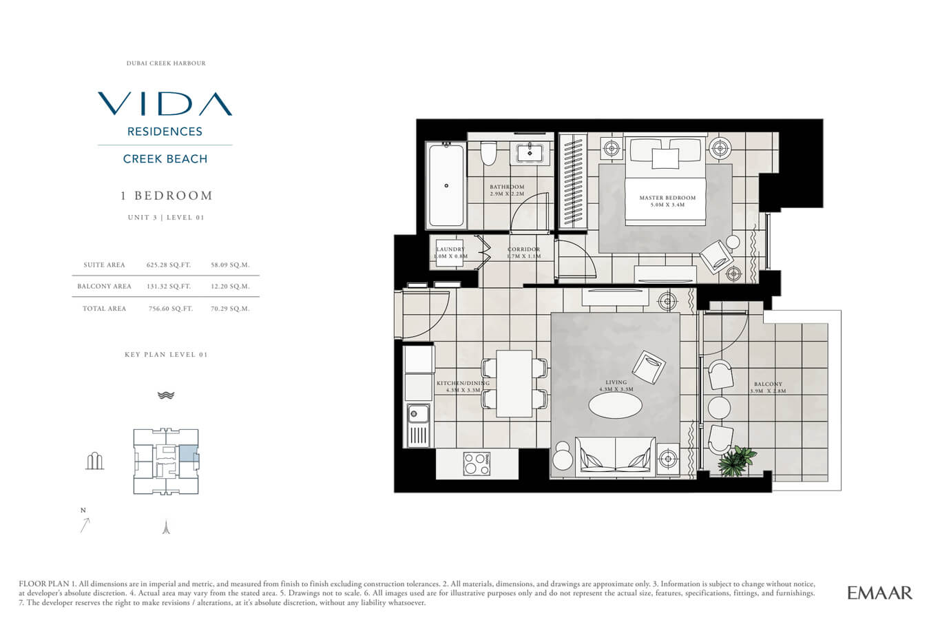 Vida-Residences-Dubai-Creek-Harbour-1-Bedroom-Floor-Plan